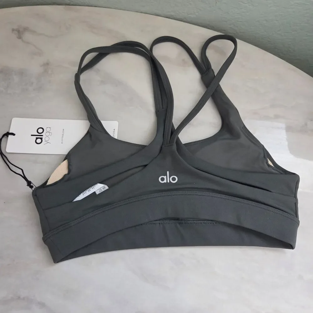 Alo Yoga Airbrush Suspension Sports Bra In Dark Cactus